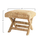 Table d'appoint Storied Home en jacinthe d'eau tressée et bois marron : Cadre en acajou, aucun assemblage requis.