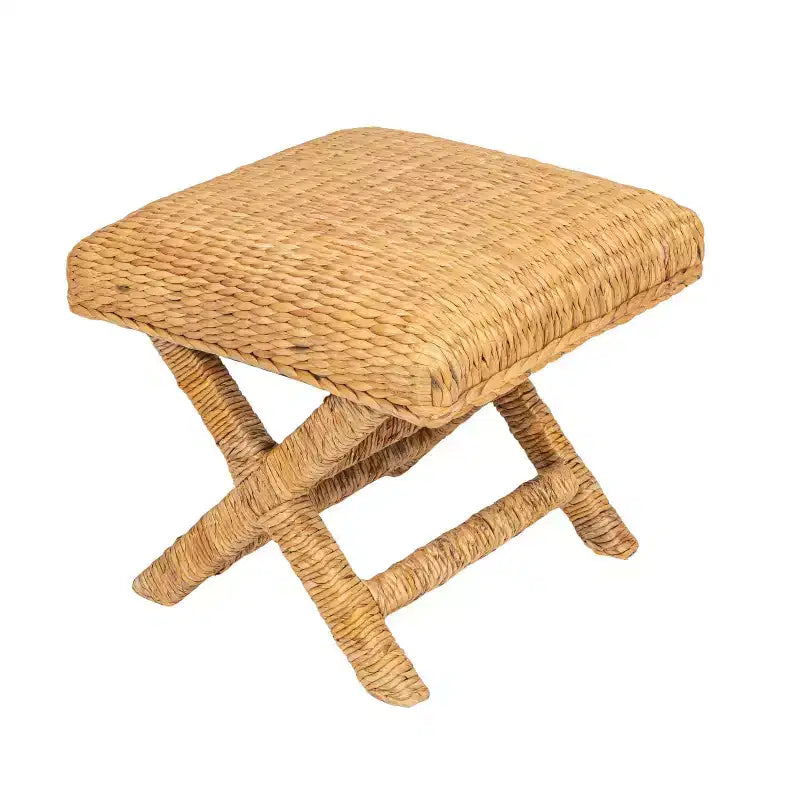Table d'appoint Storied Home en jacinthe d'eau tressée et bois marron : Cadre en acajou, aucun assemblage requis.