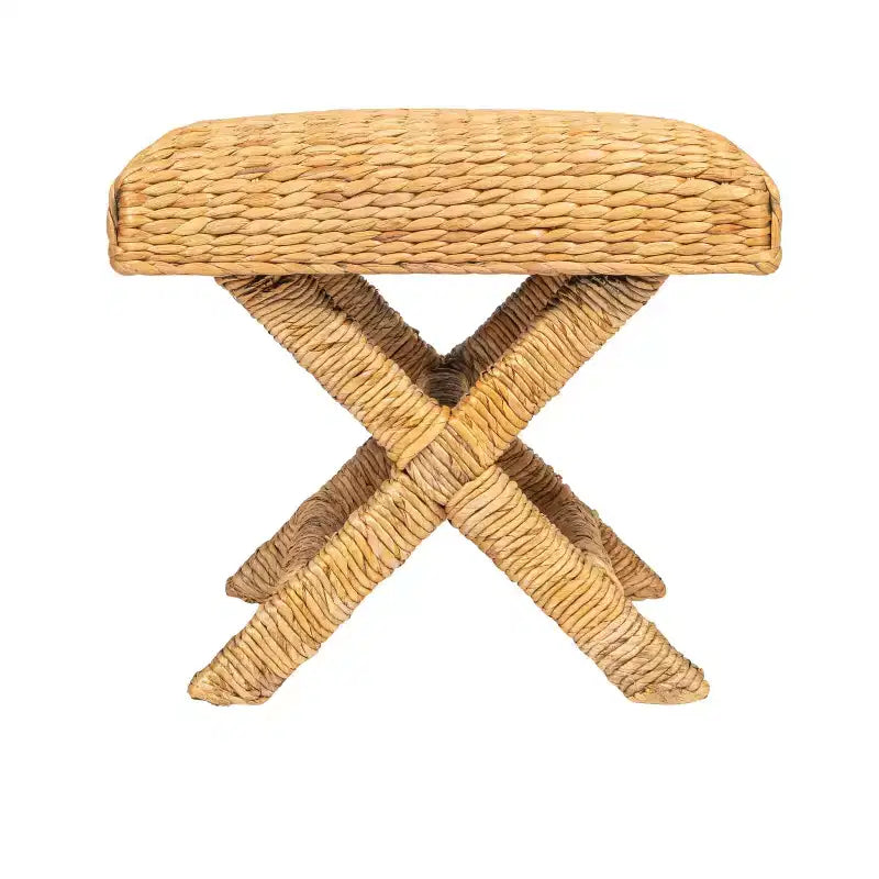 Table d'appoint Storied Home en jacinthe d'eau tressée et bois marron : Cadre en acajou, aucun assemblage requis.