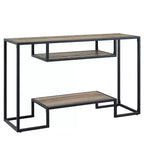 Idella 48" Console Tables Rustic Oak and Black - Acme Furniture: Fixed Shelf, Metal Frame, No Assembly Required