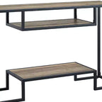 Idella 48" Tables console Chêne rustique et noir - Acme Furniture : Étagère fixe, Structure métallique, Aucun assemblage requis