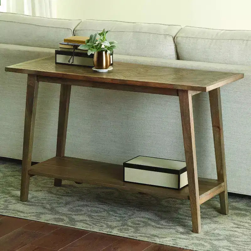 Console rectangulaire Milani Natural - Steve Silver Co. : Bois de manguier, Entrée, Étagère fixe