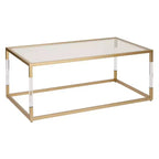 Table basse en métal et verre doré - Olivia & May : Cadre en fer élégant, aucun assemblage requis, design contemporain