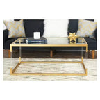 Table basse en métal et verre doré - Olivia & May : Cadre en fer élégant, aucun assemblage requis, design contemporain