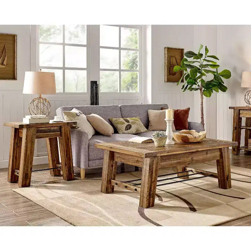 48" Durango Coffee Table & 2 End Tables Dark Brown - Alaterre Furniture