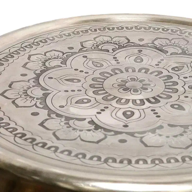 Table d'appoint ronde avec pieds trombones en métal argenté/noir - StyleCraft
