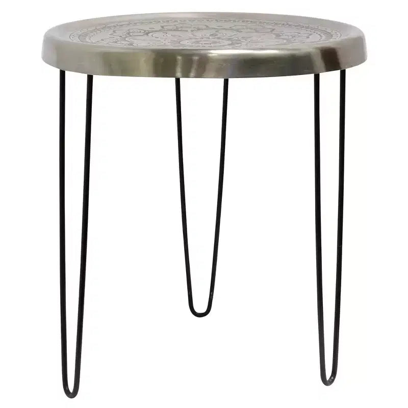 Table d'appoint ronde avec pieds trombones en métal argenté/noir - StyleCraft