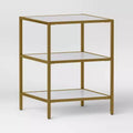 Faux Marble and Metal Side Table Gold - Threshold™: Brushed Gold Frame, 3-Tier Square Display