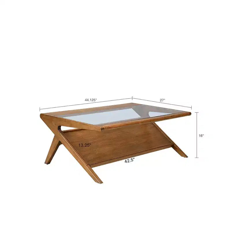 Table basse Rocket avec verre trempé Noyer Pécan