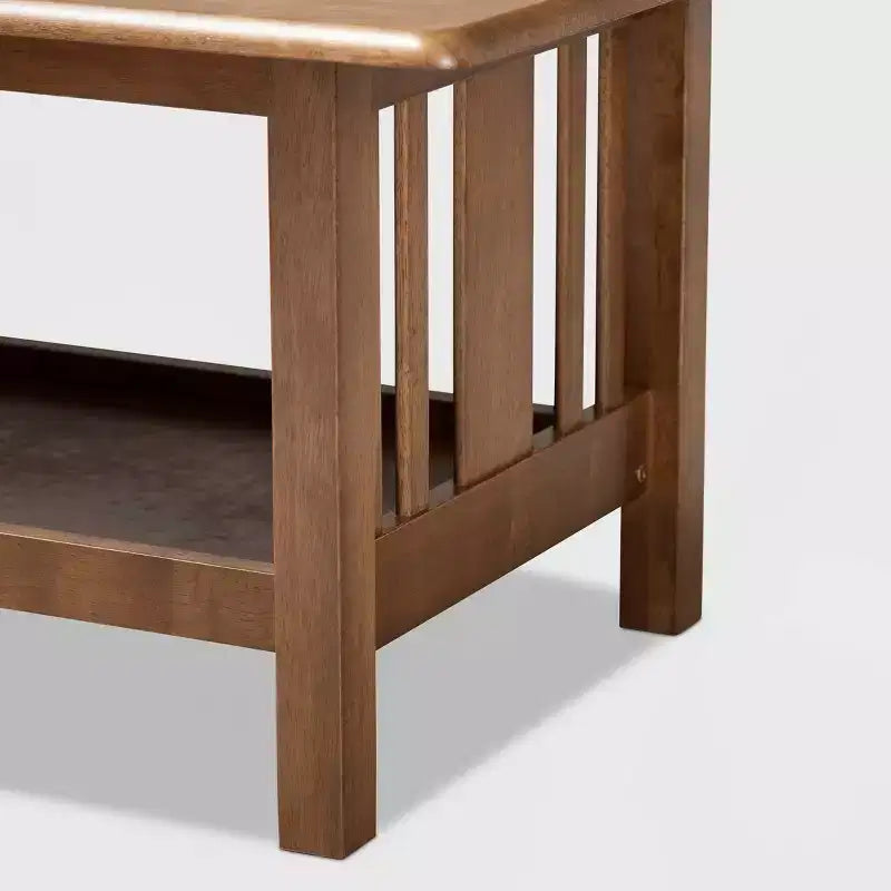 Rylie Rectangular Wood Coffee Table Brown - Baxton Studio: Mission Style, Lower Shelf Storage