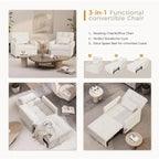 AECOJOY 3 in 1 Sleeper Sofa Chair w/ Pillow &Convertible Backrest