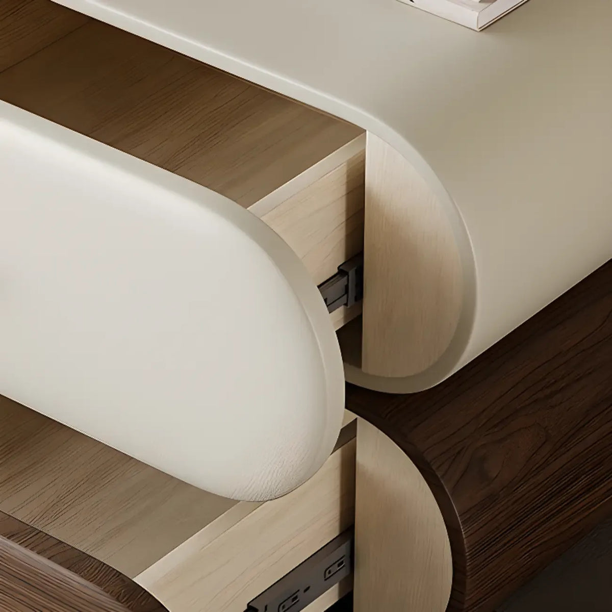 Table de chevet moderne bicolore avec tiroirs de rangement
