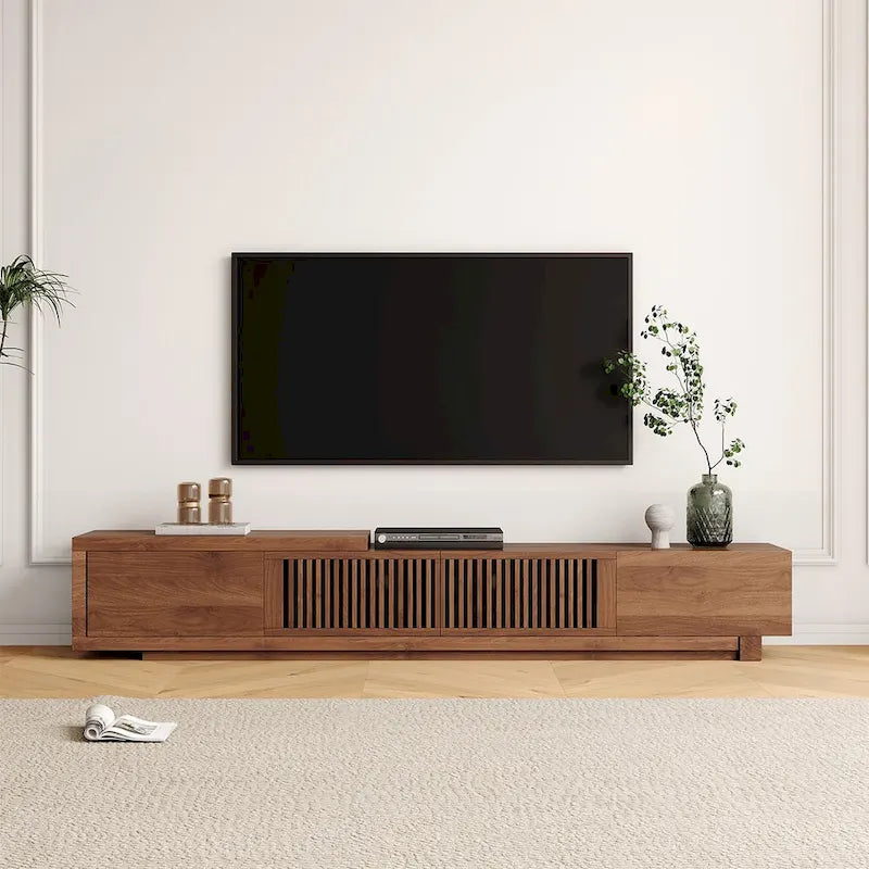Modern Retractable & Extendable TV Stand with 4 Drawers, Up to 103 Inches - 78.54D x 15.74W x 13.78H
