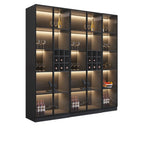 Minimalist Black Wooden Wine Rack Cabinet with Glass Door