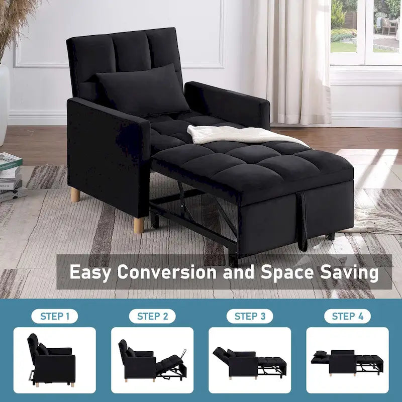 Aukfa Sleeper Chair Bed Convertible Single Sofa Chair with Pillow