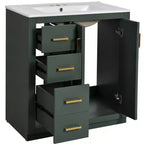 Meuble-lavabo simple de 30 po avec armoire et 3 tiroirs – Noir / Bleu / Vert / Indigo / Blanc