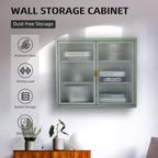 Double Glass Door Wall Cabinet Storage Cabinets with Enough Storage Space, Doors Detachable Shelves Wall Cabinet Practical Tool Storage Chest
