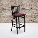 Tabouret de bar de restaurant en métal noir à dossier vertical Flash Furniture