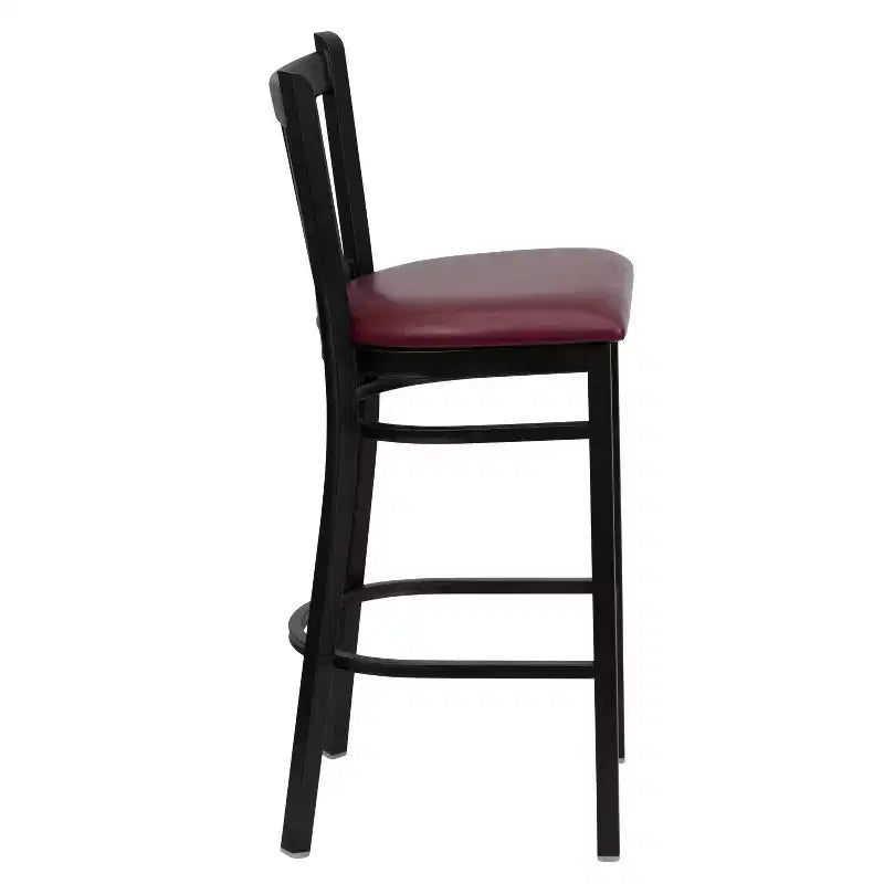 Tabouret de bar de restaurant en métal noir à dossier vertical Flash Furniture