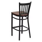 Tabouret de bar de restaurant en métal noir à dossier vertical Flash Furniture