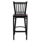 Tabouret de bar de restaurant en métal noir à dossier vertical Flash Furniture