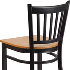 Tabouret de bar de restaurant en métal noir à dossier vertical Flash Furniture