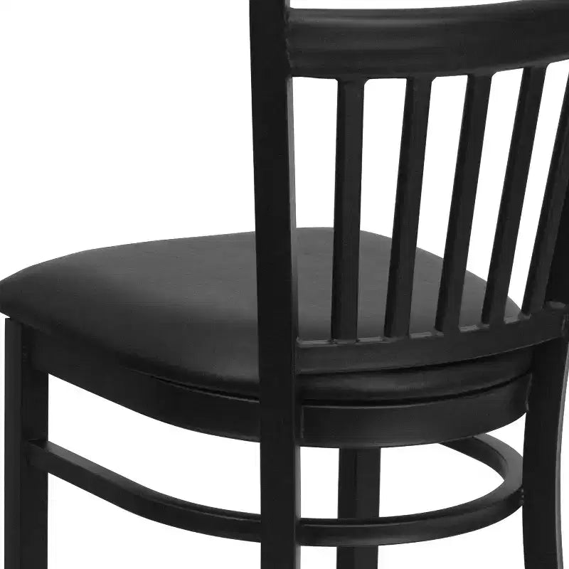 Tabouret de bar de restaurant en métal noir à dossier vertical Flash Furniture