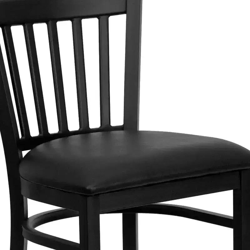 Tabouret de bar de restaurant en métal noir à dossier vertical Flash Furniture