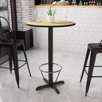 Plateau de table rond en stratifié de 30 po Flash Furniture avec base de table hauteur bar de 22 po x 22 po et anneau repose-pieds
