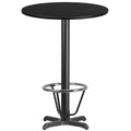 Plateau de table rond en stratifié de 30 po Flash Furniture avec base de table hauteur bar de 22 po x 22 po et anneau repose-pieds