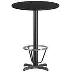 Plateau de table rond en stratifié de 30 po Flash Furniture avec base de table hauteur bar de 22 po x 22 po et anneau repose-pieds