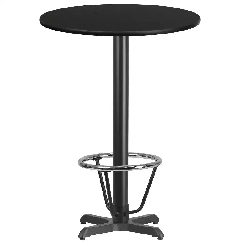 Plateau de table rond en stratifié de 30 po Flash Furniture avec base de table hauteur bar de 22 po x 22 po et anneau repose-pieds