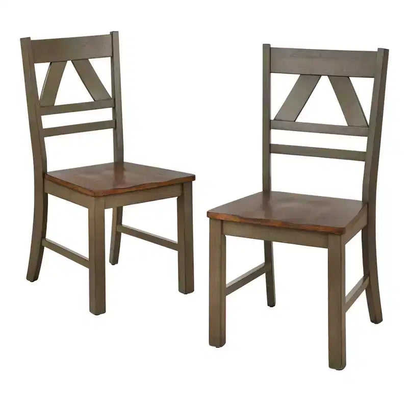 Lot de 2 chaises de salle à manger Buylateral Vintner en bois massif de style campagnard
