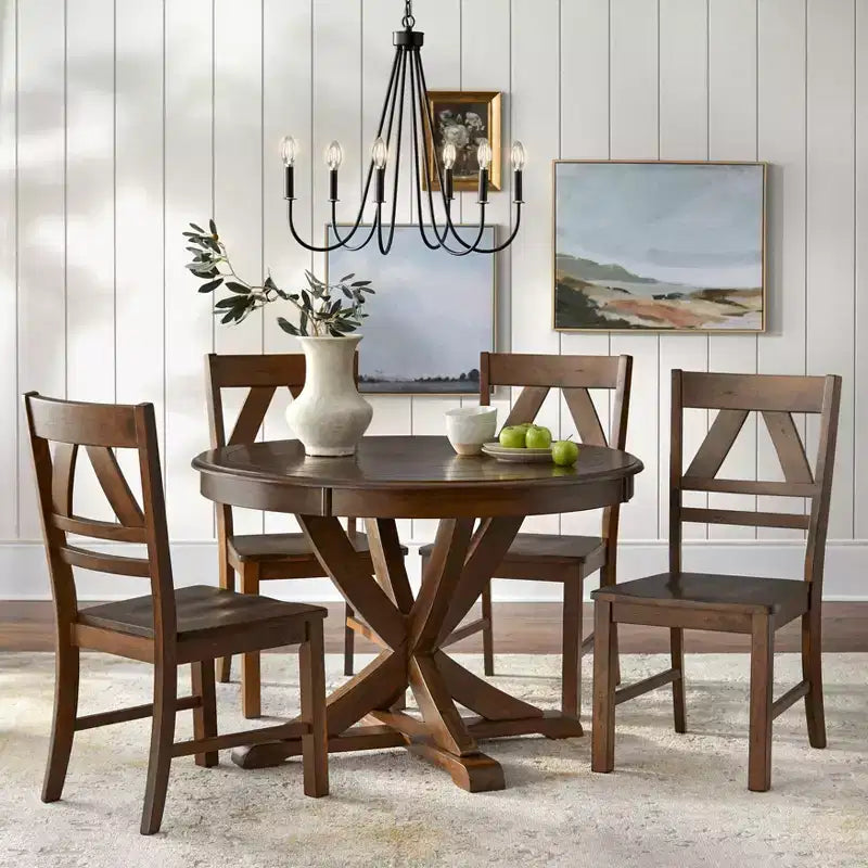 Lot de 2 chaises de salle à manger Buylateral Vintner en bois massif de style campagnard
