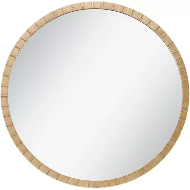 Uttermost Gracia Round Vanity Decorative Wall Mirror Modern Warm Gold Leaf Tiled Iron Frame 34 Wide for Bathroom Bedroom Living Room Home Office