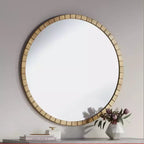 Miroir mural décoratif rond Gracia d'Uttermost, cadre en fer carrelé à feuilles d'or chaudes modernes, 34 pouces de large pour salle de bain, chambre à coucher, salon, bureau à domicile