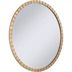 Miroir mural décoratif rond Gracia d'Uttermost, cadre en fer carrelé à feuilles d'or chaudes modernes, 34 pouces de large pour salle de bain, chambre à coucher, salon, bureau à domicile