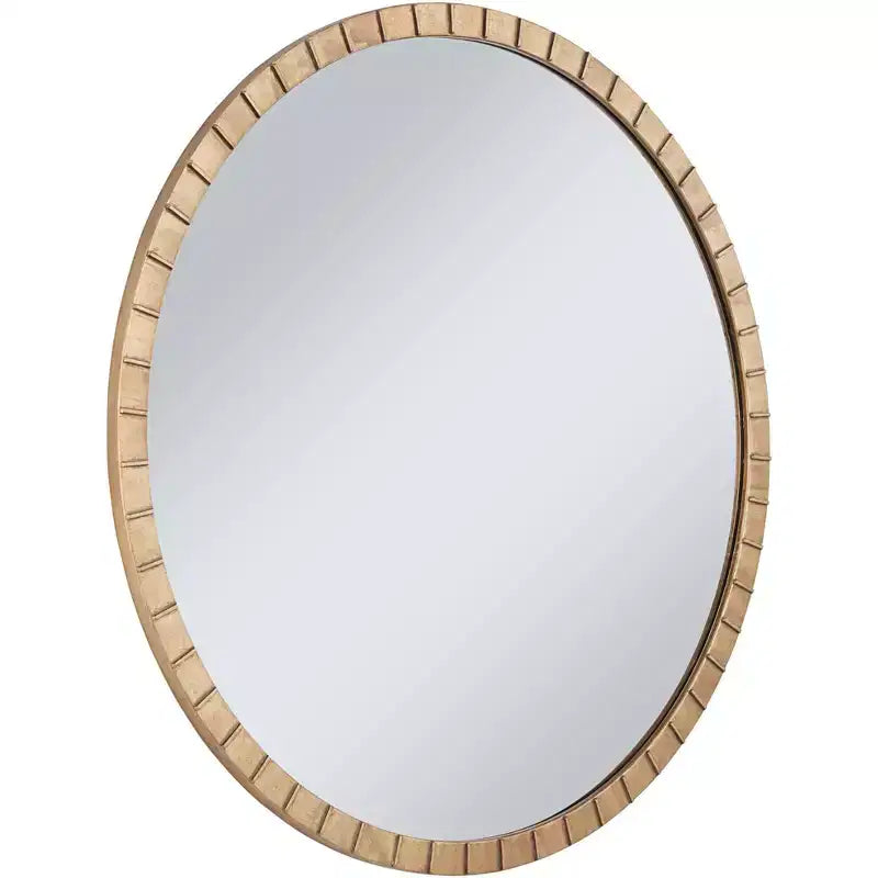 Miroir mural décoratif rond Gracia d'Uttermost, cadre en fer carrelé à feuilles d'or chaudes modernes, 34 pouces de large pour salle de bain, chambre à coucher, salon, bureau à domicile