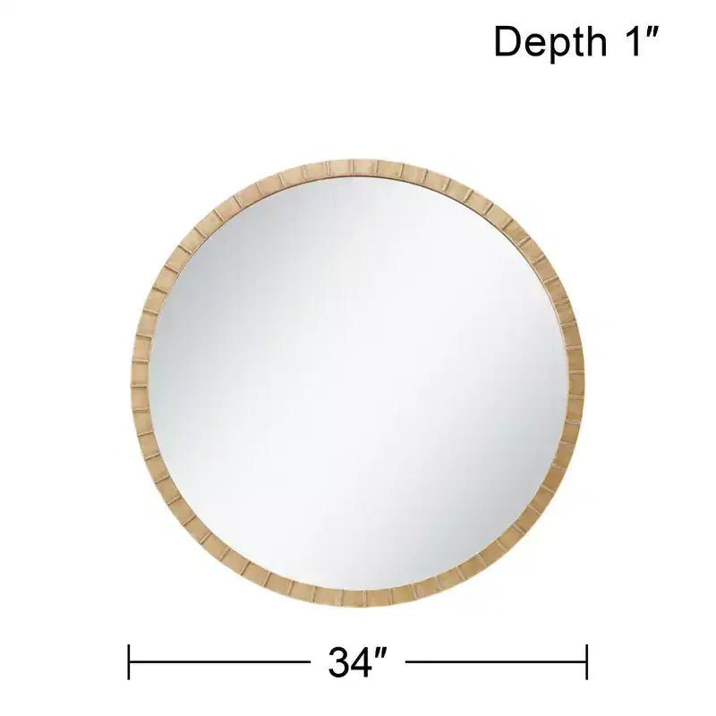 Miroir mural décoratif rond Gracia d'Uttermost, cadre en fer carrelé à feuilles d'or chaudes modernes, 34 pouces de large pour salle de bain, chambre à coucher, salon, bureau à domicile