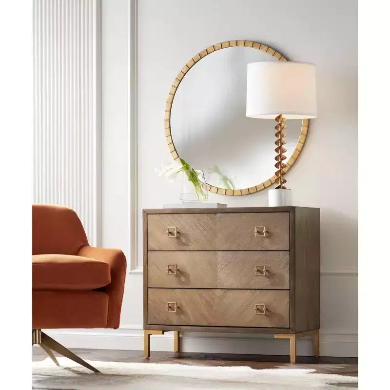 Miroir mural décoratif rond Gracia d'Uttermost, cadre en fer carrelé à feuilles d'or chaudes modernes, 34 pouces de large pour salle de bain, chambre à coucher, salon, bureau à domicile