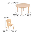 Ensemble Table d'activités Ronde Ajustable en Hauteur Emma et Oliver de 33 po avec 2 Chaises