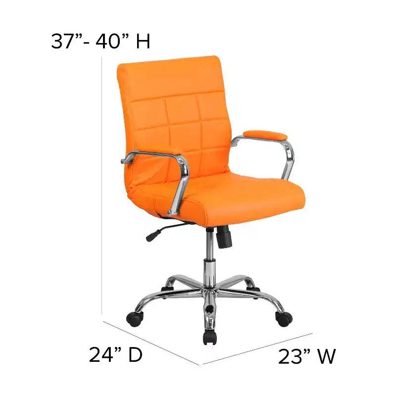 Chaise de bureau pivotante de direction Emma and Oliver Mid-Back en vinyle avec base et accoudoirs chromés