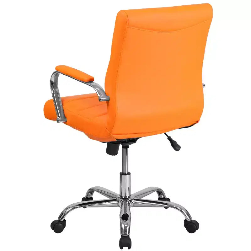 Chaise de bureau pivotante de direction Emma and Oliver Mid-Back en vinyle avec base et accoudoirs chromés