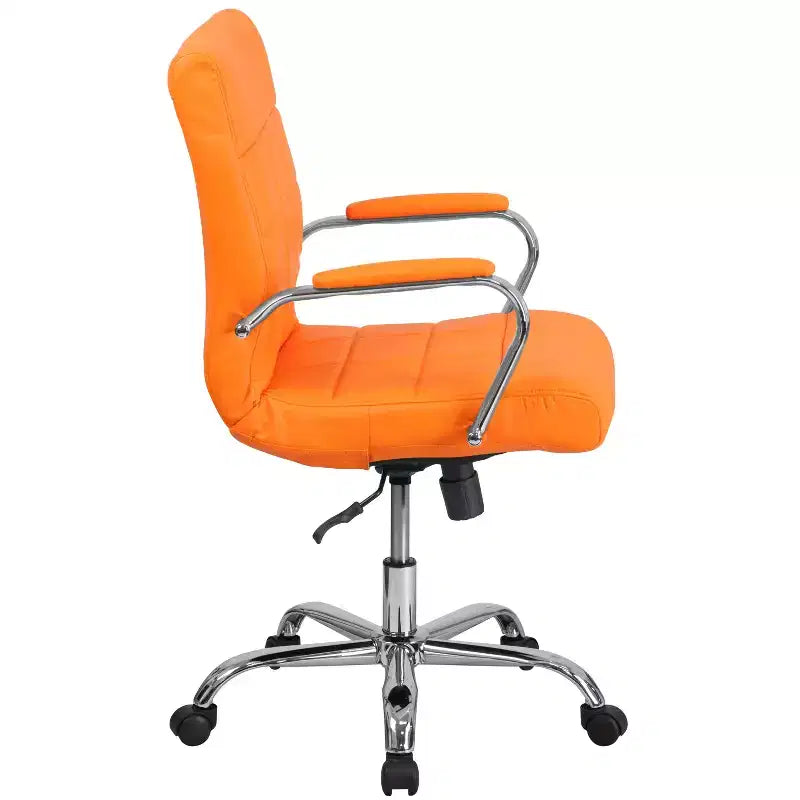 Chaise de bureau pivotante de direction Emma and Oliver Mid-Back en vinyle avec base et accoudoirs chromés