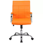 Chaise de bureau pivotante de direction Emma and Oliver Mid-Back en vinyle avec base et accoudoirs chromés