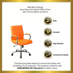 Chaise de bureau pivotante de direction Emma and Oliver Mid-Back en vinyle avec base et accoudoirs chromés