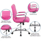 Chaise de bureau pivotante de direction Emma and Oliver Mid-Back en vinyle avec base et accoudoirs chromés