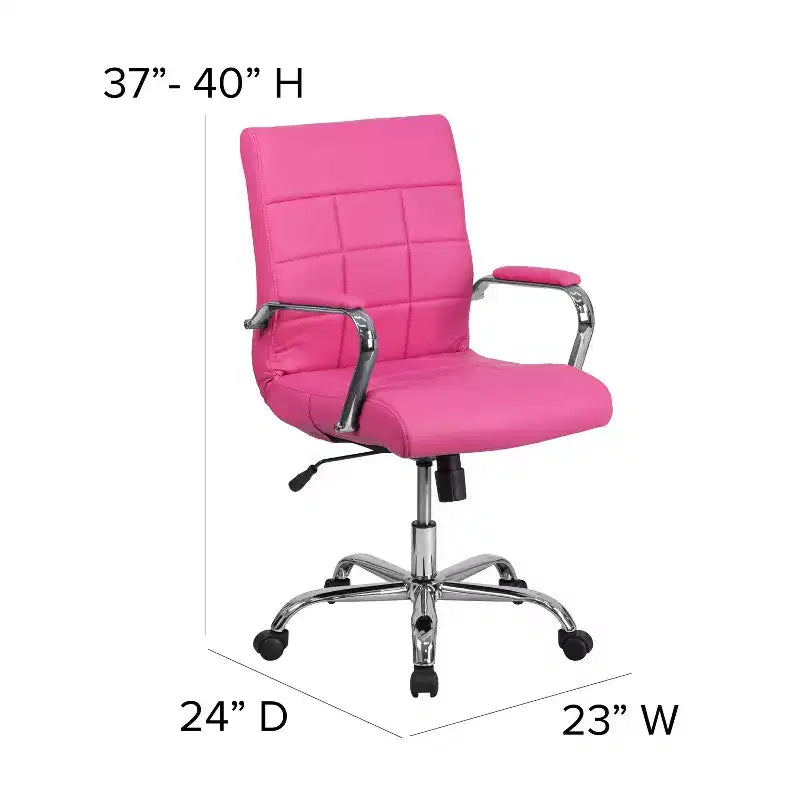 Chaise de bureau pivotante de direction Emma and Oliver Mid-Back en vinyle avec base et accoudoirs chromés