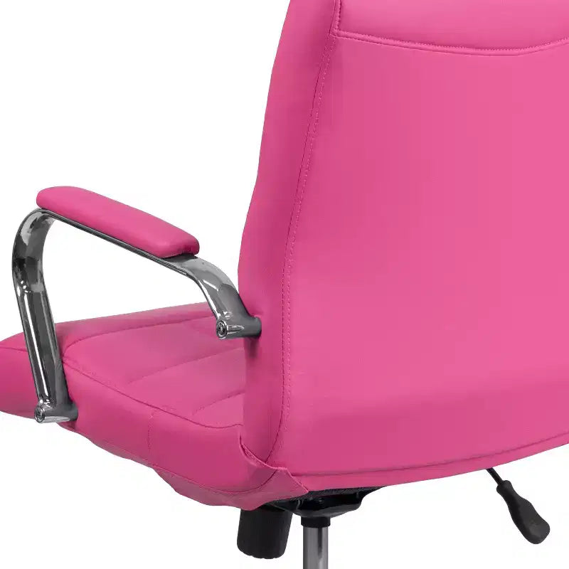 Chaise de bureau pivotante de direction Emma and Oliver Mid-Back en vinyle avec base et accoudoirs chromés