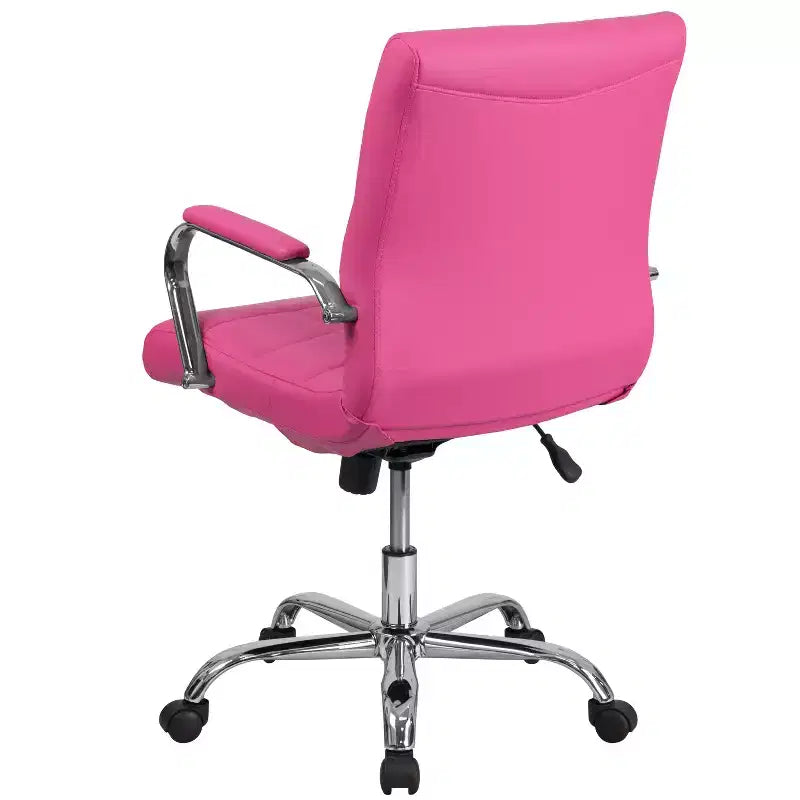Chaise de bureau pivotante de direction Emma and Oliver Mid-Back en vinyle avec base et accoudoirs chromés